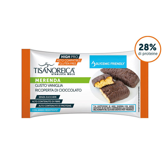 Tisanoreica Snack - Merenda gusto vaniglia ricoperta di cioccolato - High Pro (10x43g)