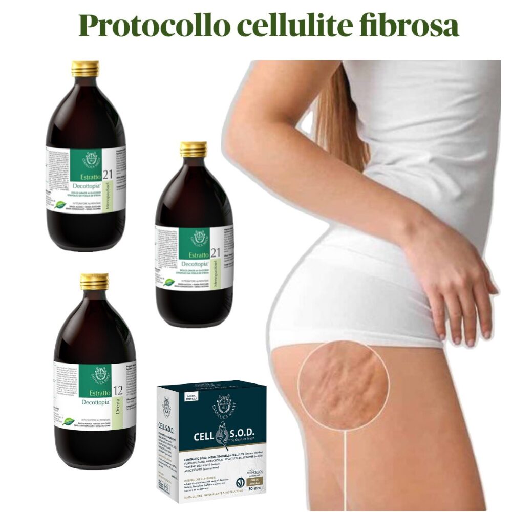 Tisanoreica Protocolli - Protocollo Cellulite Fibrosa - 3 decotti e 1 integratori - Trattamento 1 mese